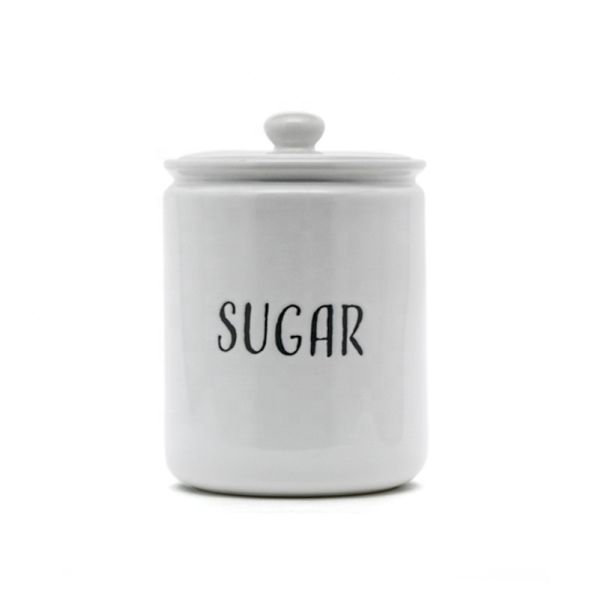Противовоздушные бытовые белые творческие каменные изделия Кухня Кофе Сахар Мука Круглый керамический баночек с крышкой