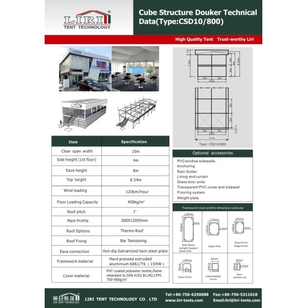 Fire Retardant Removable Thermo Roof Cube Double Decker Tents With Sany Sign Advertising