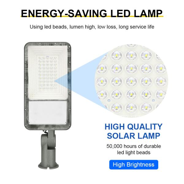 Iluminação de rua LED solar de alumínio industrial 60w 100w 500w com poste