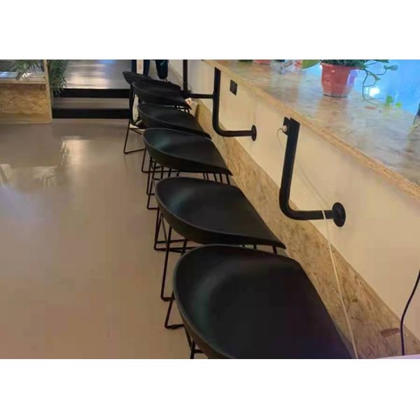 Black Tall Bar Stool Chair Polyurethane Foam Cushions 48 Inch