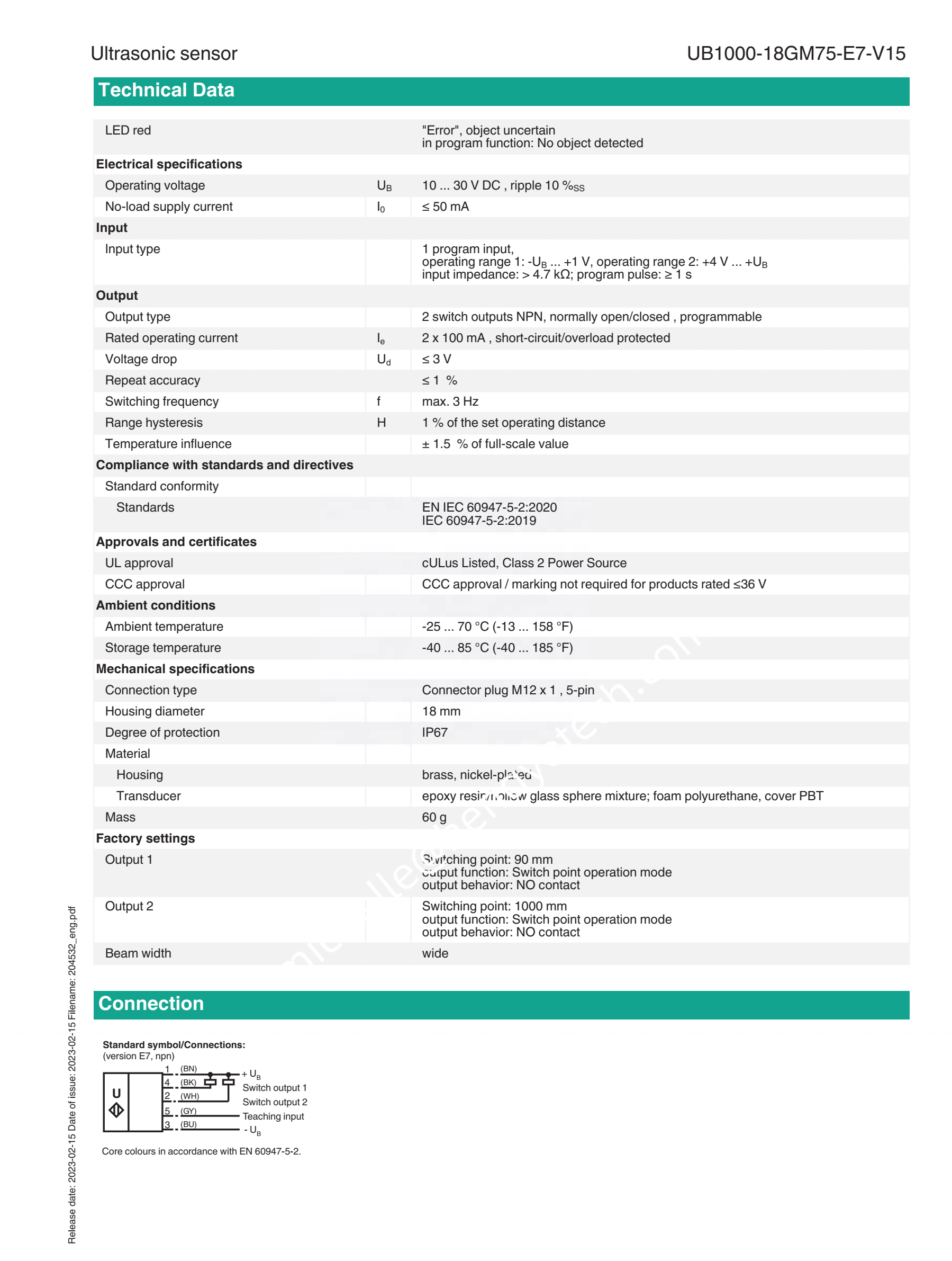 PEPPERL+FUCHS Stainless Steel Ultrasonic Sensor for Industrial Automation with One Year Warranty