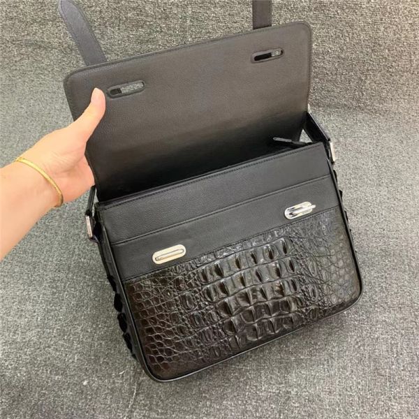 Authentic Crocodile Skin Men Satchels Purse Flap Bag Single Shoulder Bag Genuine Alligator Leather Male Messenger Bag