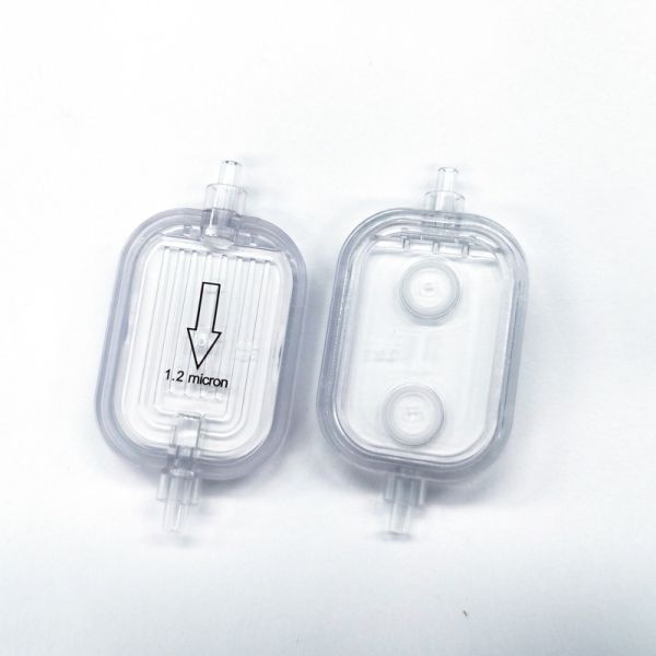 Filtro IV em linha com PES-pp hidrófilo de 1,2 μm e PTFE hidrofóbico de 0,45 μm