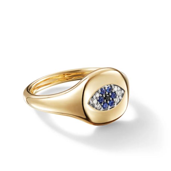 Бразильские кабельные коллекционеры Злое око Мини-Пинки-Ринг 18K Золото Белое CZ 925 Серебро