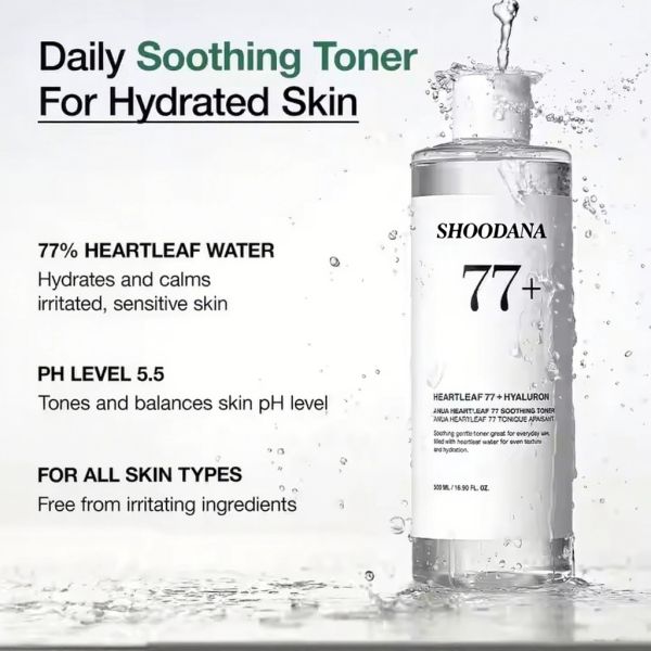 Natural Vegan Hydrating Calming Skin Balancing PH Level 77% Heartleaf Water Soothing Face Toner for All Skin