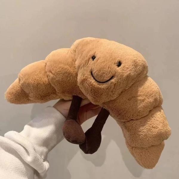 Pesado Plush 9  Croissant Plush Sorriso lindo Croissant Pão Almofada Animal recheado