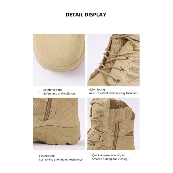 Delta Boots Military Combat Desert Boots Khaki Black Two-ply cowhide