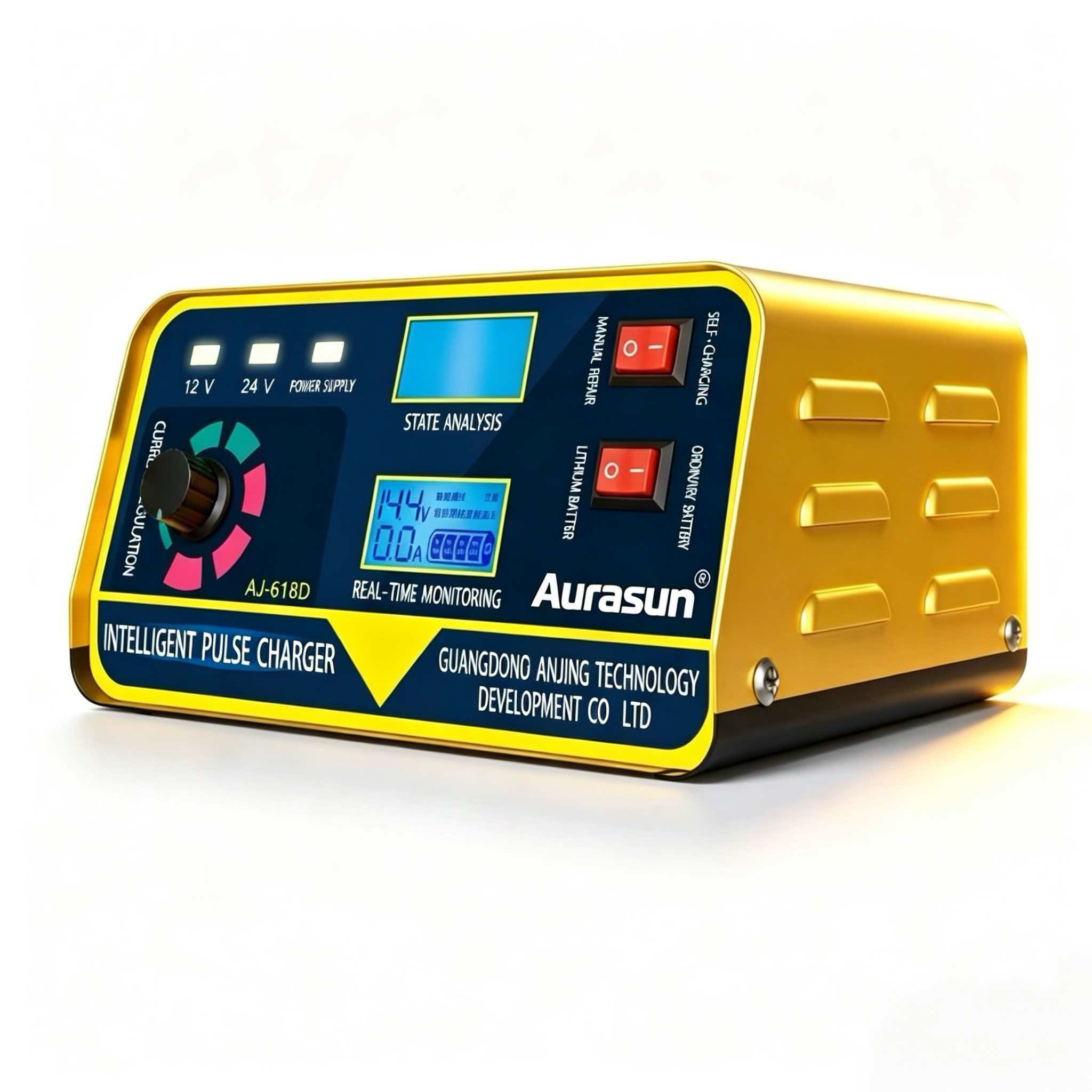 12V/24V 10A Adjustable Smart Battery Charger for Lithium and Lead-Acid Batteries