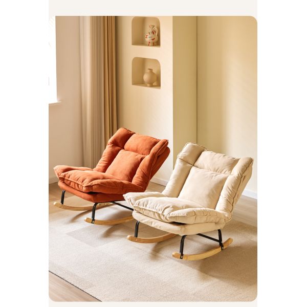 Modern Fabric & Metal Rocking Chaise Lounge Chair with Reclining Feature and Adjustable Footrest for Living Room Dining Areas