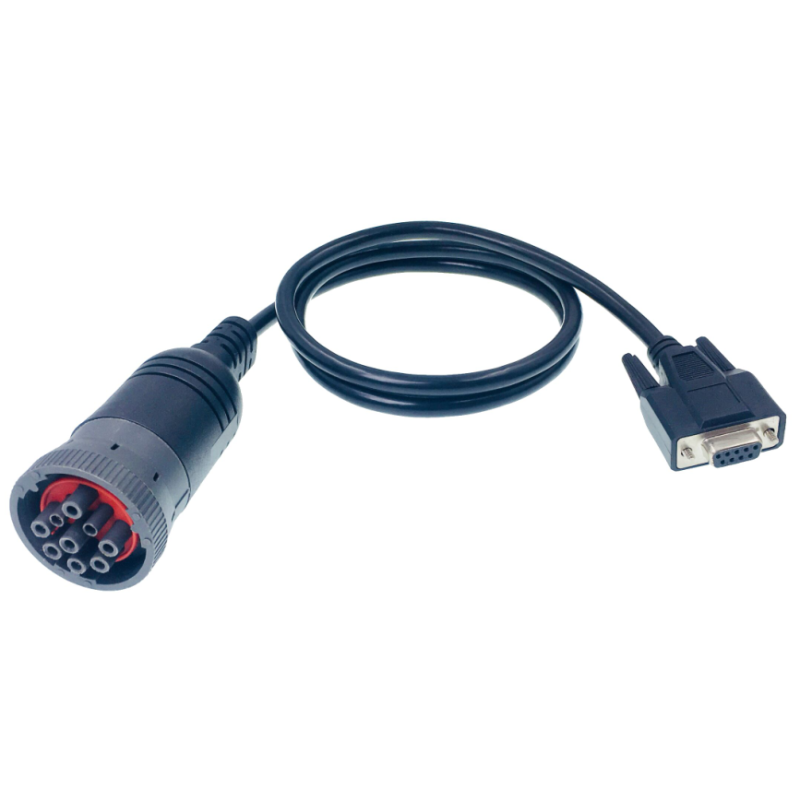 PVC OKI Technic Material Deutsch Green 9 PIN Type 2 J1939 to DB15 Cable for Truck Diagnostic Tool 12V/24V Truck