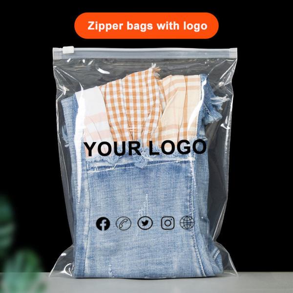 Customized White Matte Frosted Peva Zipper Slider Plastic Bags Waterproof With Your Logo For Clothing Hoodies Packaging