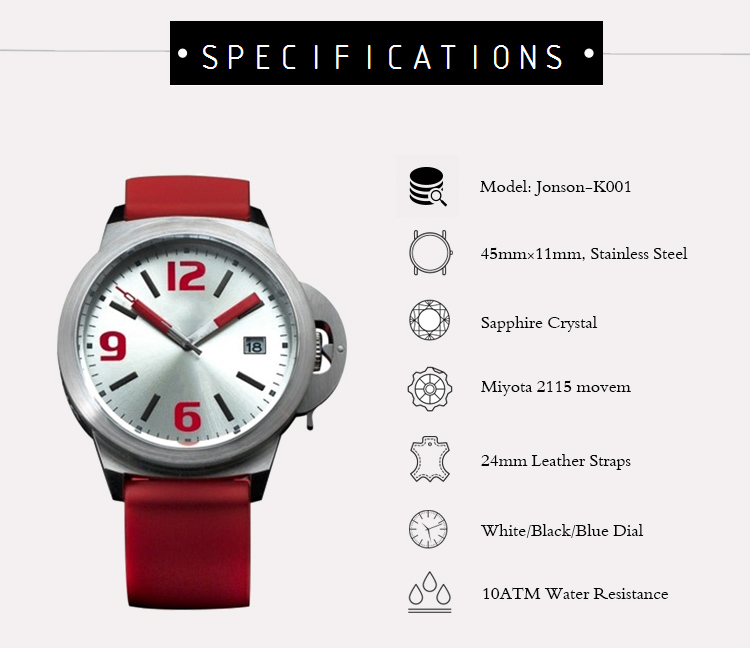 Дозор 45mm кварца силикона функции 5ATM даты кварц 5 Адвокатур водостойкий