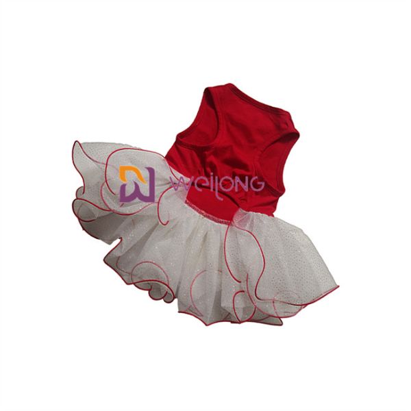 Glitter Tulle Skirt Pet Dress Custom Rubber Print Dog Princess Dress