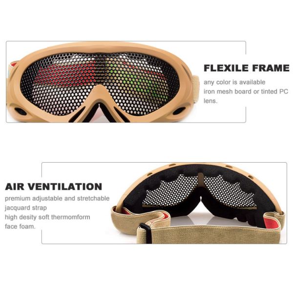 Strechable Tactical Military Goggles , Tactical Shooting Glasses Air Ventilation