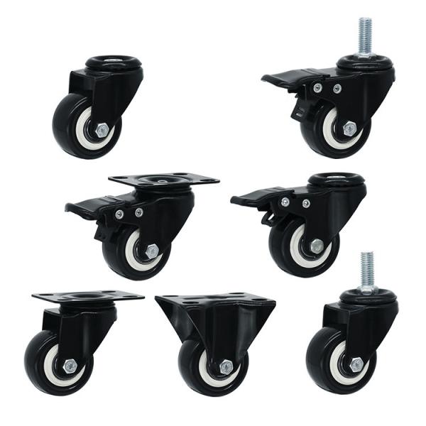 40mm que os rodízios leves do dever ajustam o PVC preto gerenciem sobre um eixo rodízios rosqueados da haste