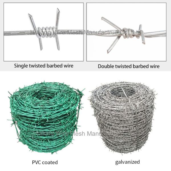HUILONG Galvanized Barbed Wire , 12 BWG PVC Coated Barbed Wire For Protection
