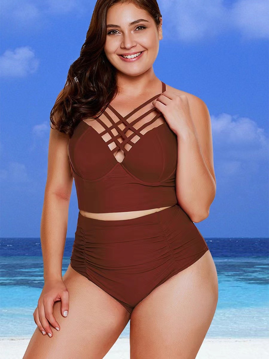 Размер слинга добавочный бикини разделения талии Swimwear 2 частей высокое