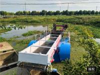 Moissonneuse aquatique de mauvaise herbe de longueur des déchets 14.5m avec le coupeur automatique de mauvaise herbe de produit de jacinthe d'eau 240L