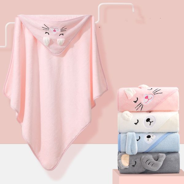 House Cartoon Design Velvet Hooded Baby Kids Bath Towel with Good Absorption 80*80cm