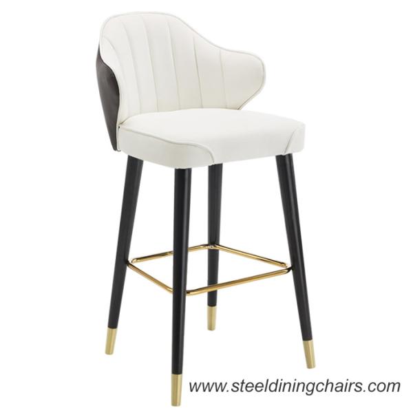 The Nordic Style Bar Stool Leather Upholstered Bar Counter Chair Steel Black Frame With Gold Feet 0167