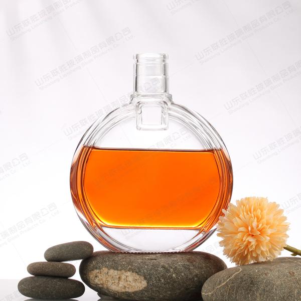 350 ml 500 ml 700 ml Decanter de vidro redondo com estampagem a quente e tampa de vidro gravada