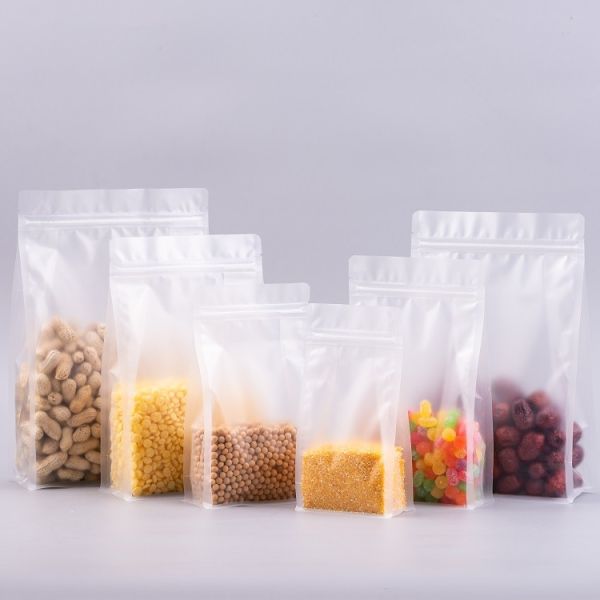 Food Grade  Transparent Flat Bottom Plasatic Zipper Packaging Bag for Food