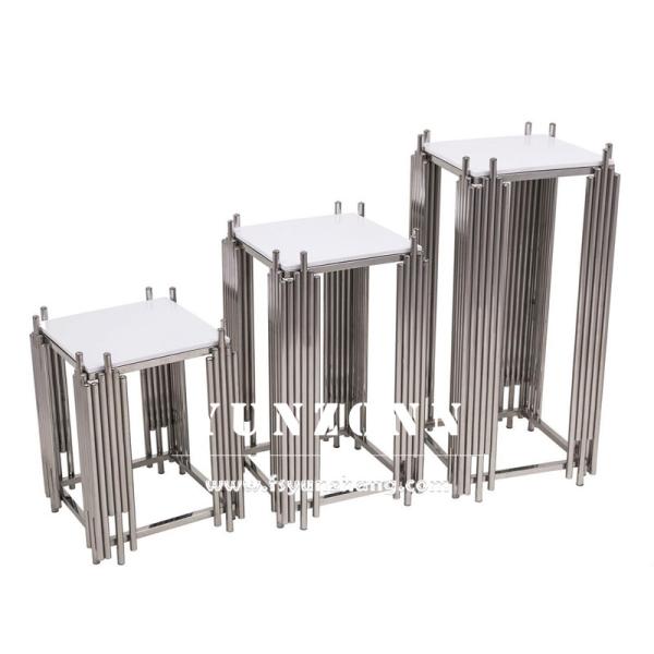 Modern Side End Table 3 Sets Wine Rack Cabinet With Gold Stainless Steel Base Flower Stand