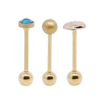 Pedra azul de turquesa que engole a língua Ring Barbell Golden 16mm