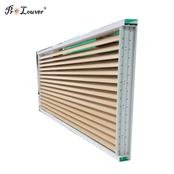 Customized Aluminum Aerofoil Sunshade Louver Windows with Wooden Color