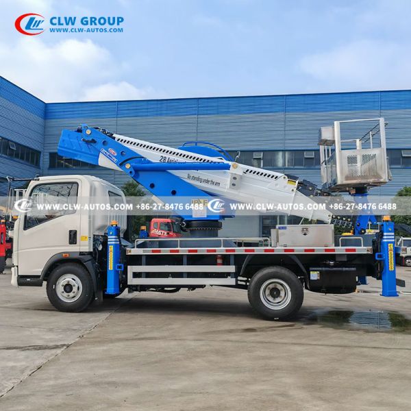 Sinotruk HOWO 28m Aerial Platform Truck with 7-Section Telescopic Boom and 360° Rotation for Elevated Work