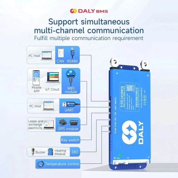 100 Balance BMS 12V/24V/48V/72V/84V 300A LiFePO4 Smart Bt WiFi BMS with Can RS485 Bt WiFi Lot Cloud