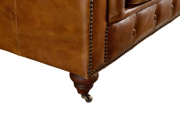 Tan Brown 2 Seater Leather Sofa Full Vintage Top Grain Leather Hand Work Craft