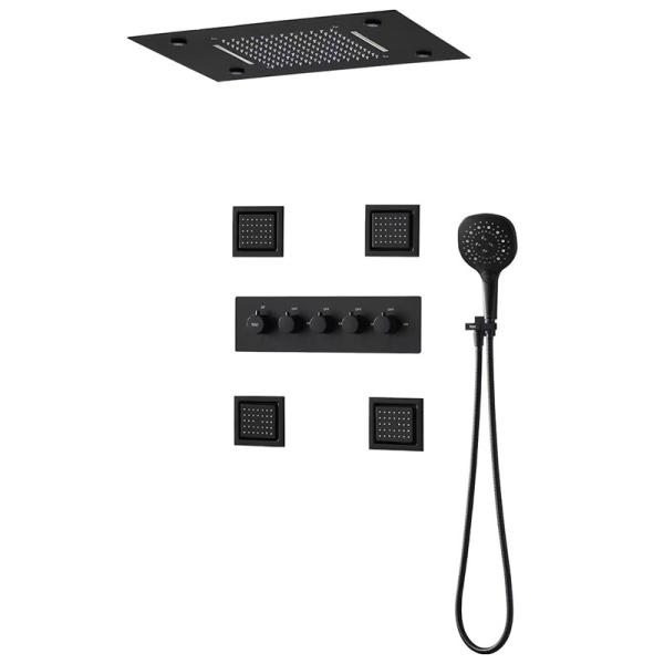Chuveiro Teto Conjunto de Torneiras de Chuveiro Luxo LED Termostática Cachoeira de Chuva de Alto Fluxo