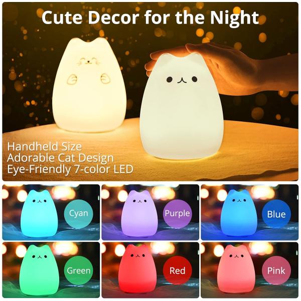 Gift Rechargeable Silicone Animal Lamp Cute Night Light Decor Dimmable 7 Colors for Kid Room
