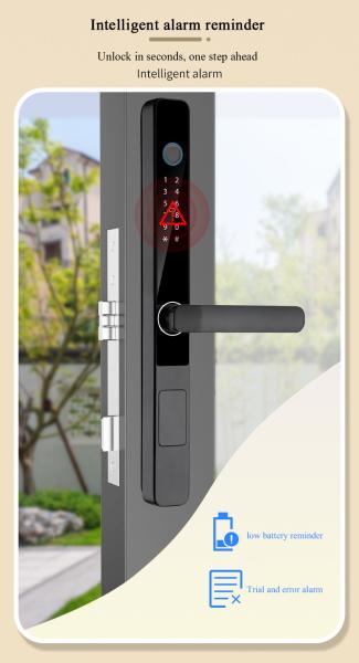 TTlock IP65 Fechadura de porta de alumínio Fechadura elétrica Fechadura automática de porta de entrada de vidro temperado