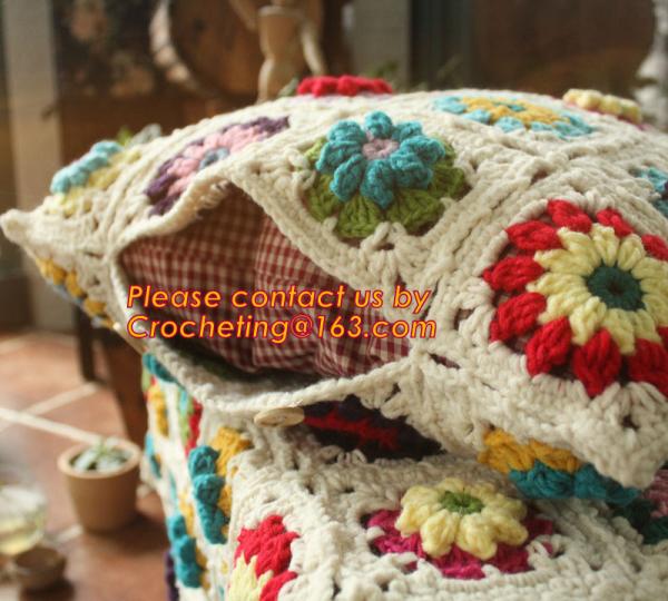 Handmade 100% Cotton Dimensional Flower Crochet Pillow Cushion Cover Decorative Cushion We