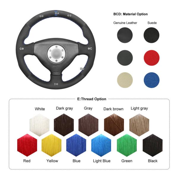 Hand Sewing Black Soft Suede Dot Marker Steering Wheel Cover for Mitsubishi Lancer Evolution EVO 4 5 6 1998 1999 2000 V VI