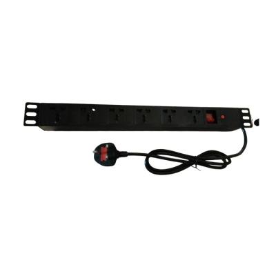 16A Rated Current Black PDU 6 Ways Universal Style Switch 2m Wire with Customize Plug