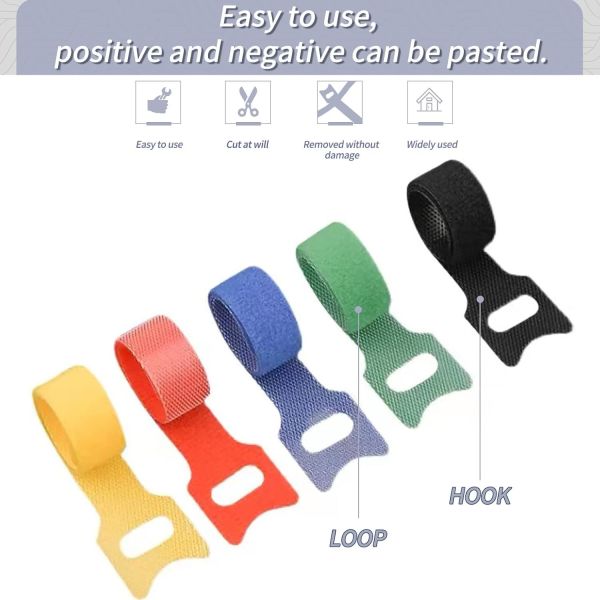 Best Quality Reusable Hook Loop Cable Tie Custom Length logo Cable Ties Hook and Loop Cable Ties
