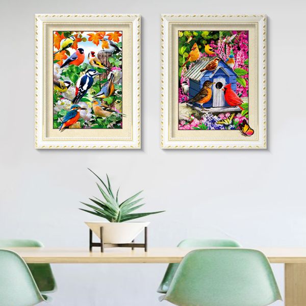 30x40cm 5D Pictures With Plastic White Frame For Office Decoration