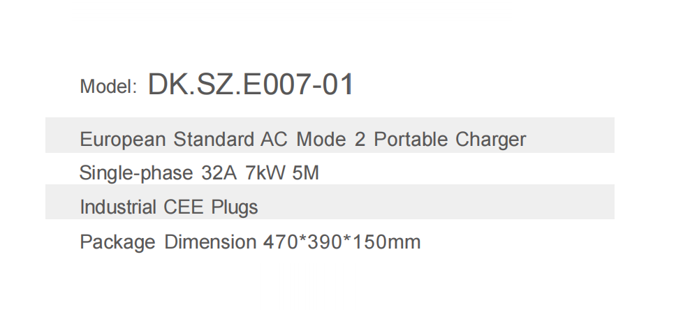 7kW Portable 240v Ev Charger Portable Ev Battery Charger Single Phase 32A