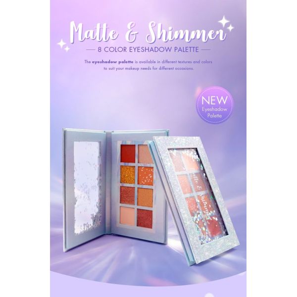 8 Colors Waterproof  Eyeshadow Palette Multichrome Eyeshadow ISO22716