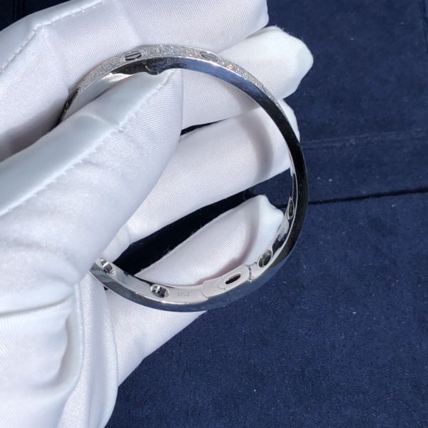 Factory Custom Fine Jewelry 18k White Ogold LOVE Bracelet, Diamond-Paved, Ceramic Bracelet