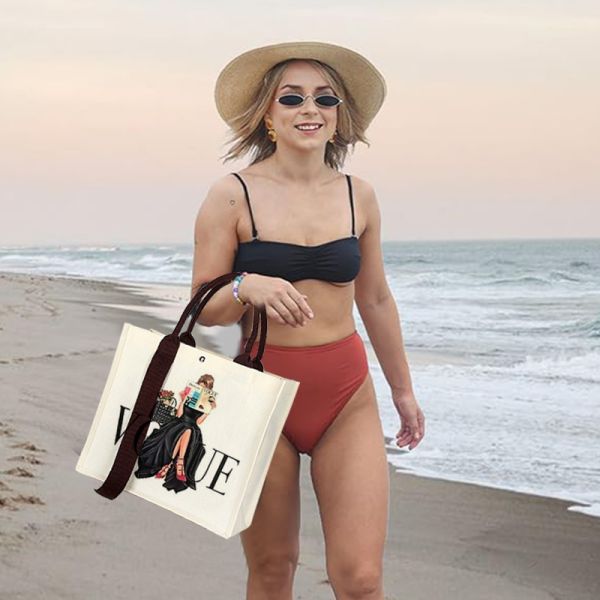 Fashion Large Capacity Colored Sublimation Canvas Tote Bags