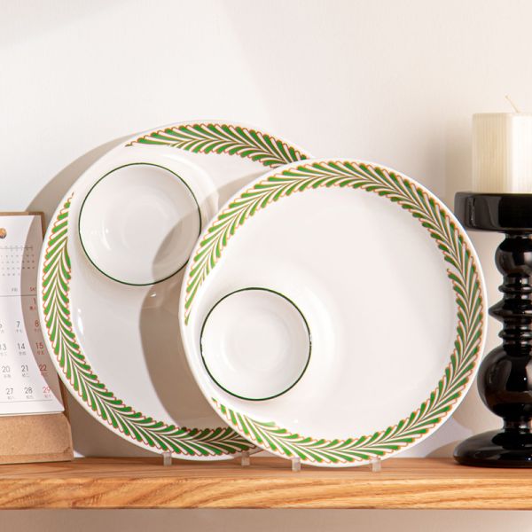 Sustainable 9.5 Inch And 8.5 Inch Ceramic Porcelain Party Plates With Sauce Dish Susi Plate