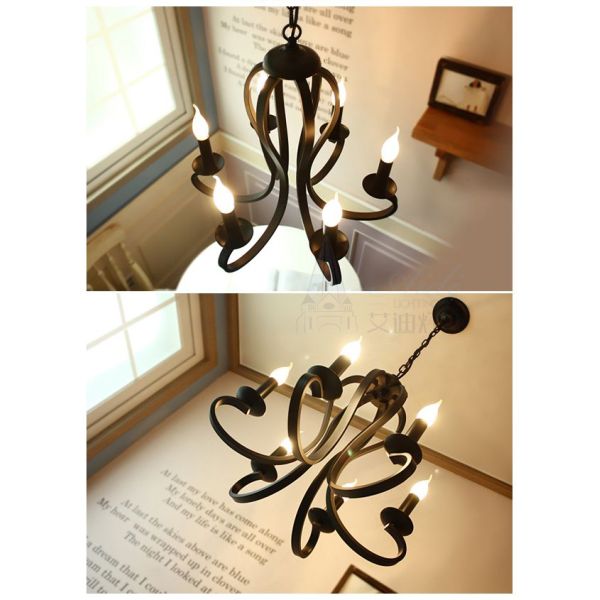 Candle Chandelier lighting American style Vintage white/black wrought Iron Home E14 antique chandelier(WH-VP-70)