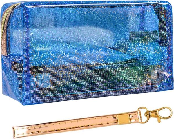 Cosmetic Bags PVC Transparent Zippered Toiletry Bag With Handle Strap