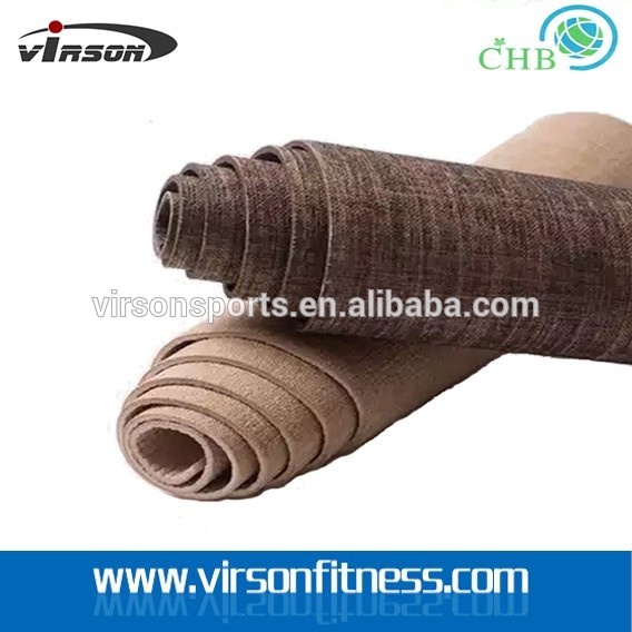 Ningbo virson custom printing Natural Jute + eco friendly PVC yoga mat for yoga