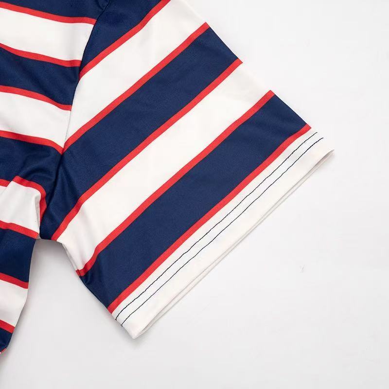 Women's Striped Polo Crop Top with Soft Cotton Fabric and Cropped Length