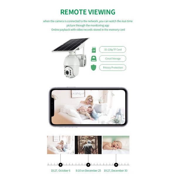 Solar Camera 360 Degree Track Remote Wireless Network Hd Night Vision And Outdoor Monitor